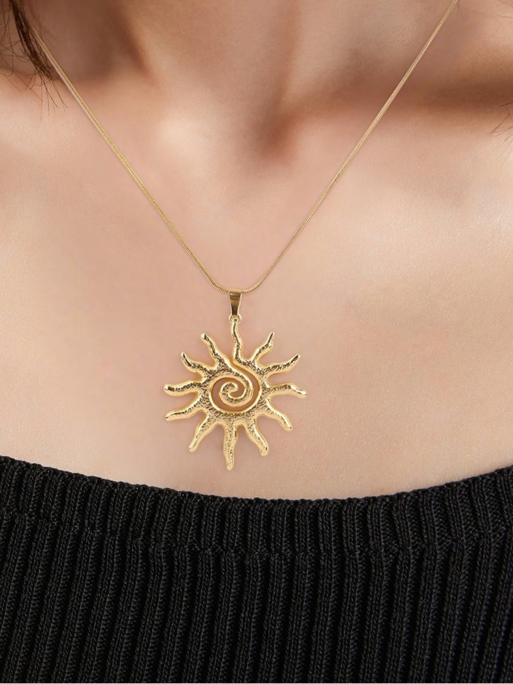 Gold Sunburst Pendant Necklace